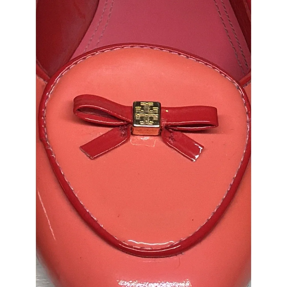 TORY BURCH Dakota LOAFER Rose Pink Lobster Red Ballet PATENT LEATHER Sz 6.5
